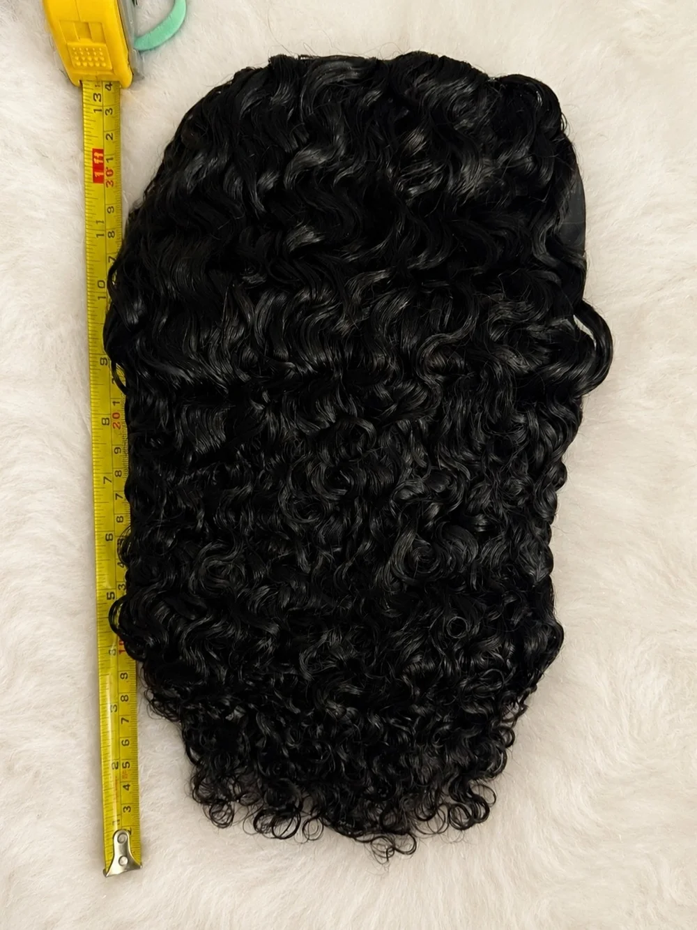 NEW 12” Black Curly Human Hair Wig Glueless Adjustable Cap + Wig Caps